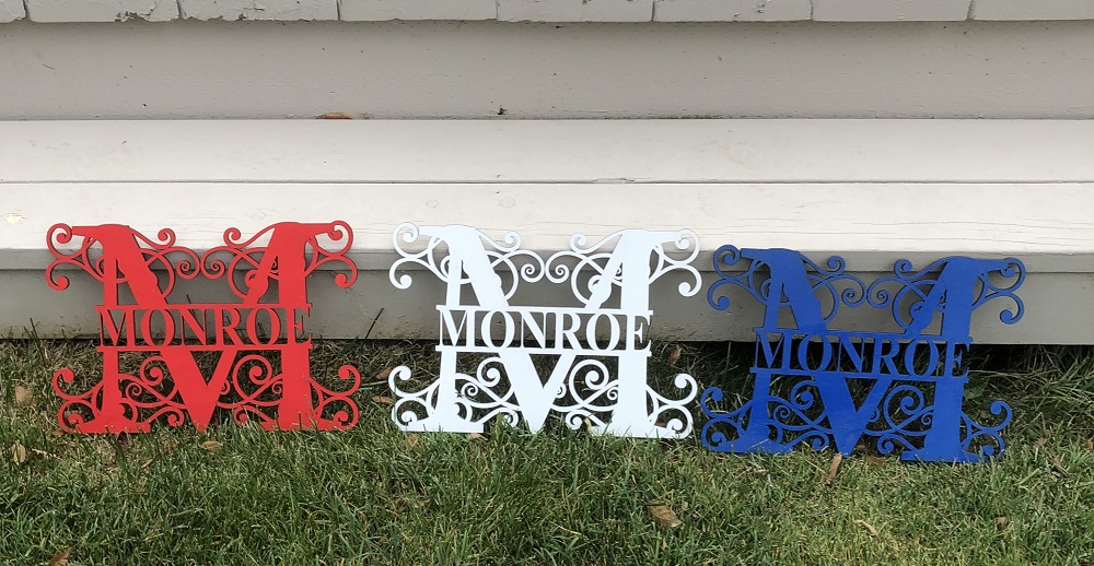 Monogram Name Signs - 3mm, Many Colours available